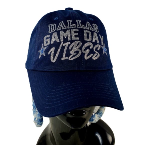 Dallas Game Day Vibes Navy Fitted Adj. Baseball Cap. - Picture 2 of 5
